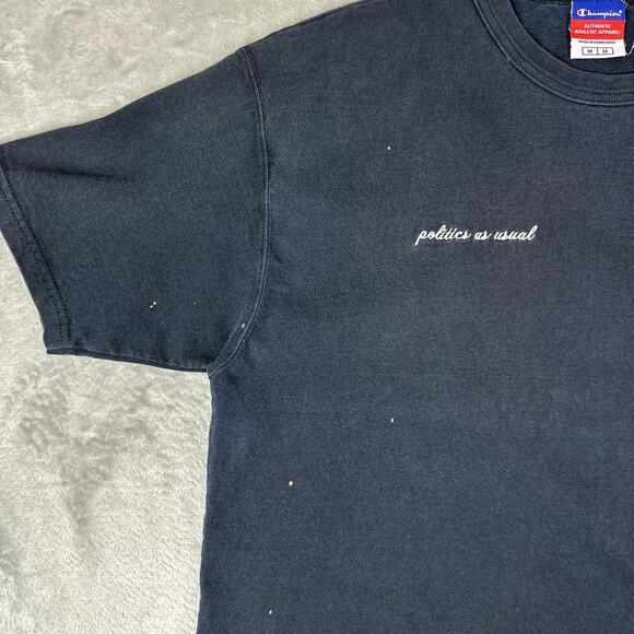 Vintage Champion "Politics As Usual" Distressed Graphic T-Shirt - Picture 8 of 8